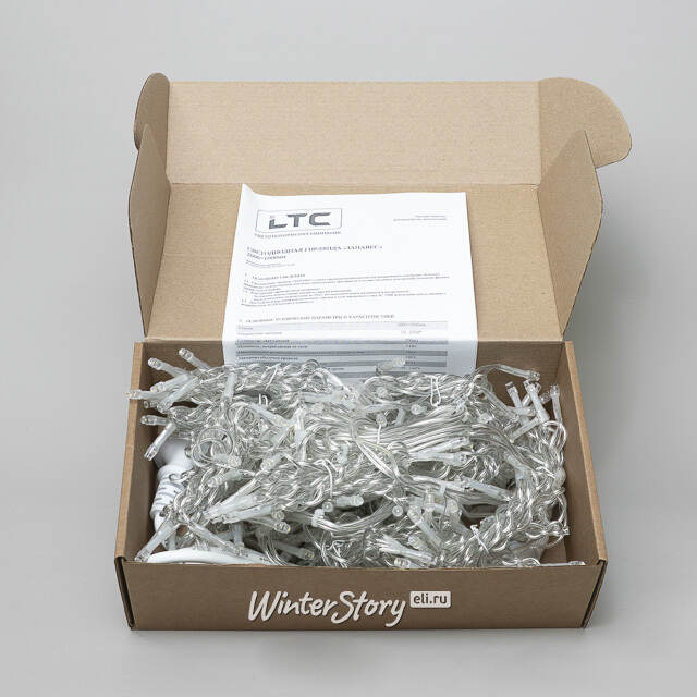 Гирлянда штора Quality Light 2*2 м, 400 желтых LED, прозрачный ПВХ, соединяемая, IP54 BEAUTY LED