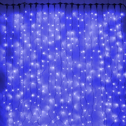 Светодиодный занавес Quality Light 1*6 м, 600 синих LED ламп, черный ПВХ, соединяемый, IP44 BEAUTY LED