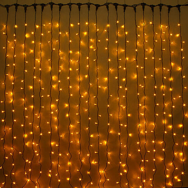 Светодиодный занавес Quality Light 1*9 м, 900 желтых LED ламп, черный ПВХ, соединяемый, IP44 BEAUTY LED