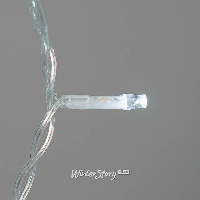 Светодиодный занавес Quality Light 2*3 м, 600 холодных белых LED ламп, мерцание, прозрачный ПВХ, соединяемый, IP44 BEAUTY LED