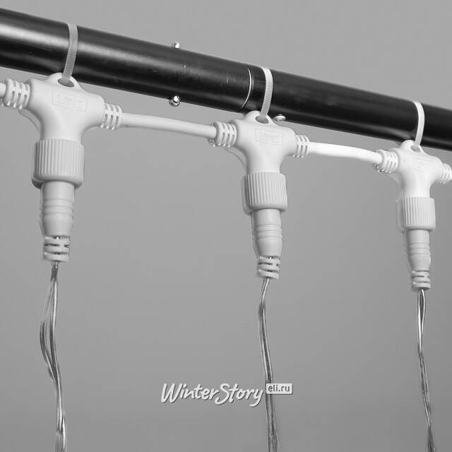 Светодиодный занавес Quality Light Cap 1*6 м, 600 холодных белых LED ламп, прозрачный ПВХ, соединяемый, IP65 BEAUTY LED