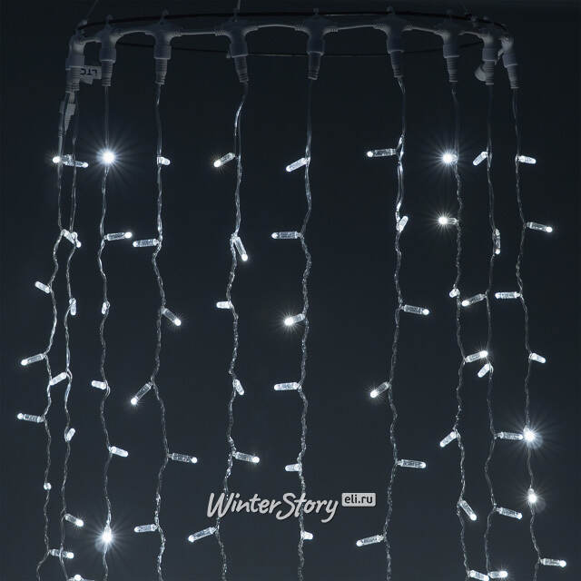 Светодиодный занавес Quality Light Cap 1*6 м, 600 холодных белых LED ламп, прозрачный ПВХ, соединяемый, IP65 BEAUTY LED