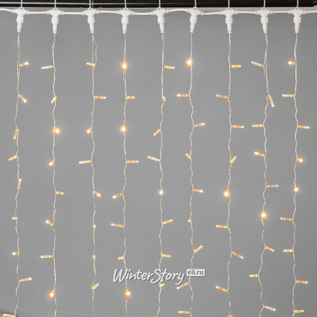 Светодиодный занавес Quality Light Cap 2*3 м, 600 экстра теплых белых LED ламп, прозрачный ПВХ, соединяемый, IP65 BEAUTY LED