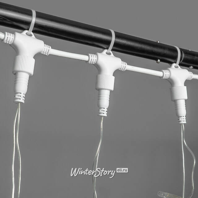 Светодиодный занавес Quality Light Cap 2*3 м, 600 экстра теплых белых LED ламп, прозрачный ПВХ, соединяемый, IP65 BEAUTY LED