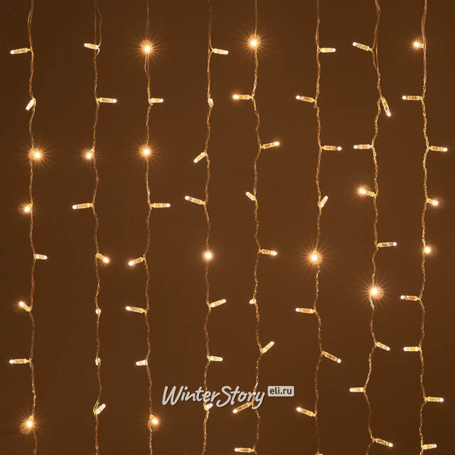 Светодиодный занавес Quality Light Cap 2*3 м, 600 экстра теплых белых LED ламп, прозрачный ПВХ, соединяемый, IP65 BEAUTY LED