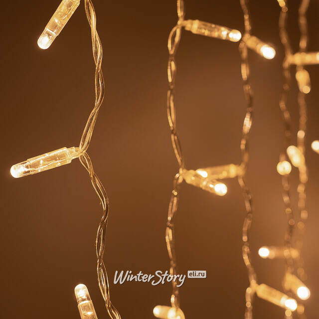 Светодиодный занавес Quality Light Cap 2*3 м, 600 экстра теплых белых LED ламп, прозрачный ПВХ, соединяемый, IP65 BEAUTY LED