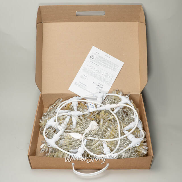 Светодиодный занавес Quality Light Cap 2*3 м, 600 экстра теплых белых LED ламп, прозрачный ПВХ, соединяемый, IP65 BEAUTY LED