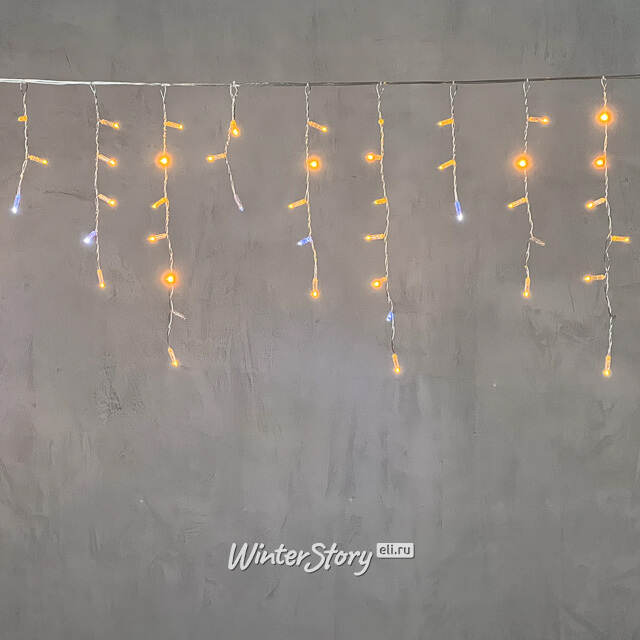 Светодиодная бахрома Quality Light Cap 3.1*0.5 м, 120 желтых LED, холодное мерцание, прозрачный ПВХ, соединяемая, IP65 BEAUTY LED