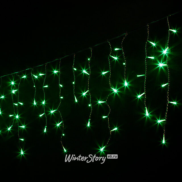 Светодиодная бахрома 3*0.5 м, 112 зеленых LED ламп, черный ПВХ, соединяемая, IP54 Rich Led (Рич Лед)