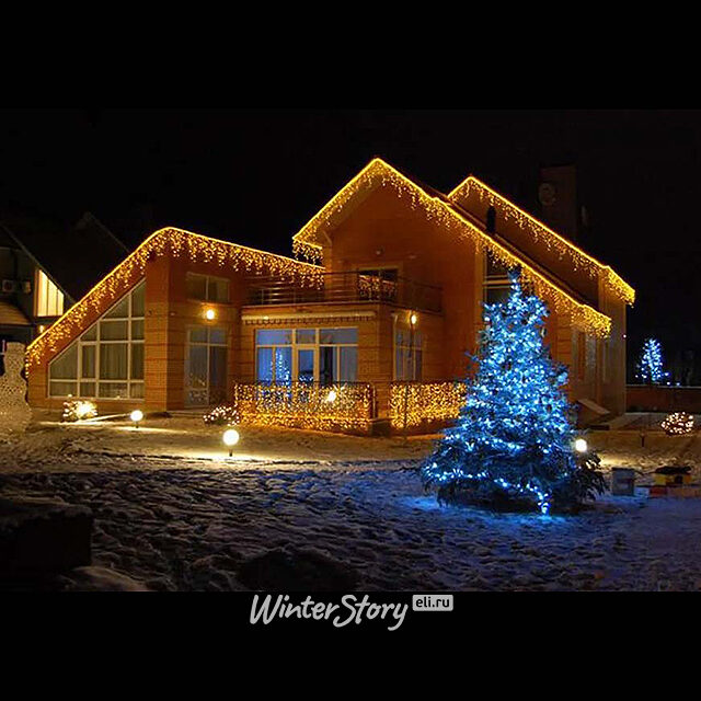 Гирлянда бахрома Super Rubber 2*0.5 м, 100 желтых LED, черный каучук, соединяемая, IP44 Snowhouse