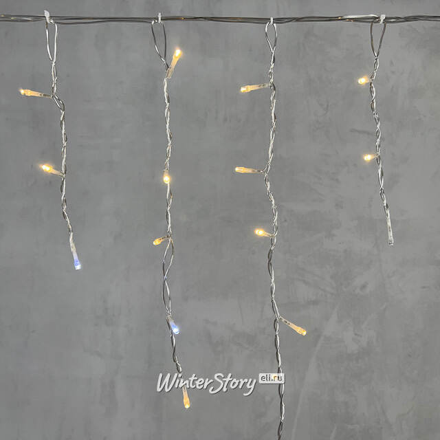 Светодиодная бахрома Quality Light 3.1*0.5 м, 150 теплых белых LED, холодное мерцание, прозрачный ПВХ, соединяемая, IP44 BEAUTY LED