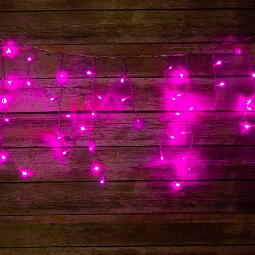 Светодиодная бахрома Quality Light 3.1*0.5 м, розовая с холодным белым мерцанием, 150 LED ламп, прозрачный ПВХ, соединяемая, IP44 BEAUTY LED