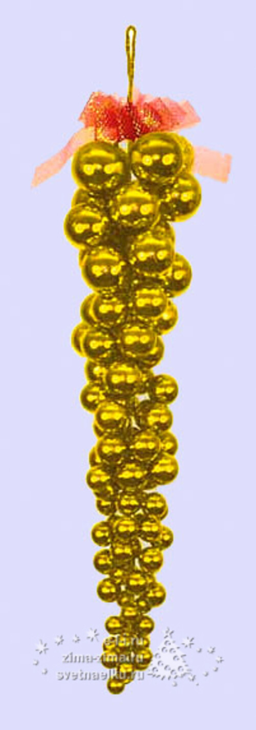 Гроздь из из пластиковых шаров 110 см золотая Торг Хаус