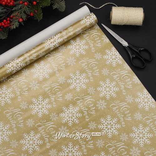Новогодняя подарочная бумага Gold Christmas: Снежный Фейерверк 200*70 см Koopman