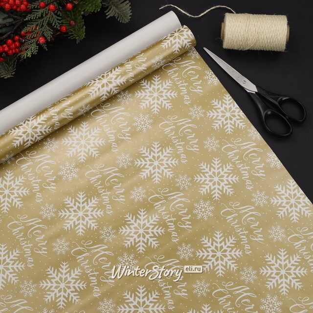 Новогодняя подарочная бумага Gold Christmas: Снежный Фейерверк 200*70 см Koopman (Купман)
