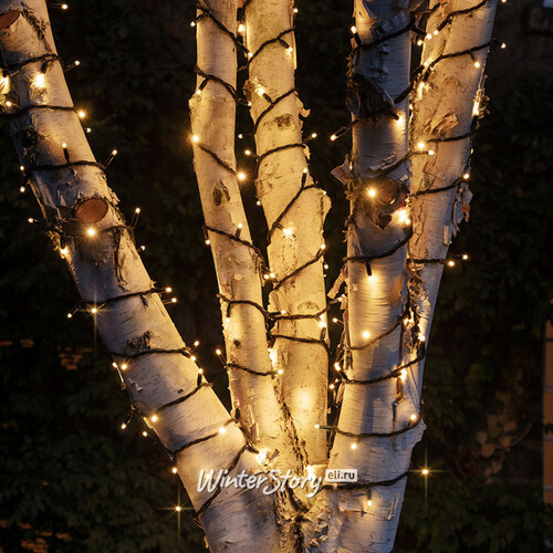 Гирлянды на деревья Клип Лайт Quality Light 60 м, 600 теплых белых LED ламп, черный ПВХ, IP44 BEAUTY LED