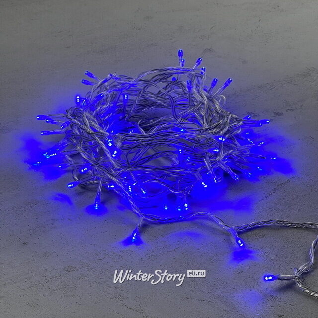 Светодиодная гирлянда 24V Quality Light 100 синих LED ламп 10 м, прозрачный ПВХ, соединяемая, IP44 BEAUTY LED