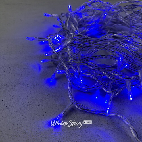 Светодиодная гирлянда 24V Quality Light 100 синих LED ламп 10 м, прозрачный ПВХ, соединяемая, IP44 BEAUTY LED