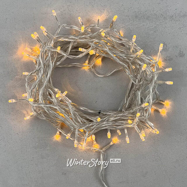 Светодиодная гирлянда 24V Quality Light 100 желтых LED ламп 10 м, прозрачный ПВХ, соединяемая, IP44 BEAUTY LED