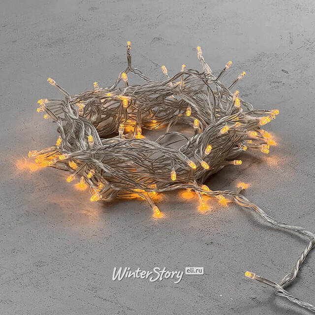 Светодиодная гирлянда 24V Quality Light 100 желтых LED ламп 10 м, прозрачный ПВХ, соединяемая, IP44 BEAUTY LED