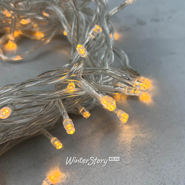 Светодиодная гирлянда 24V Quality Light 100 желтых LED ламп 10 м, прозрачный ПВХ, соединяемая, IP44 BEAUTY LED