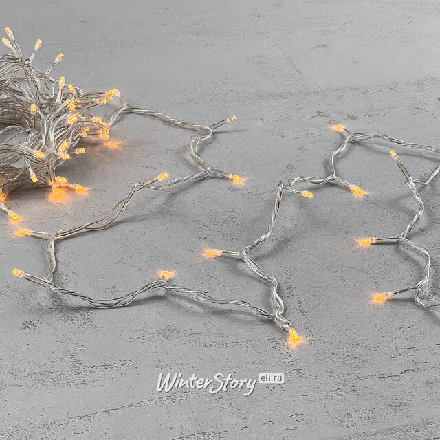 Светодиодная гирлянда 24V Quality Light 100 желтых LED ламп 10 м, прозрачный ПВХ, соединяемая, IP44 BEAUTY LED