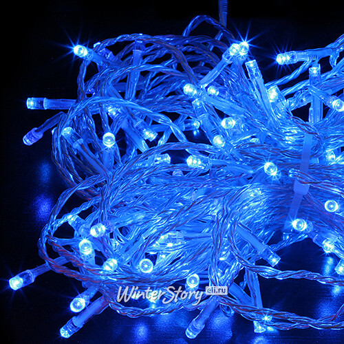 Светодиодная гирлянда Quality Light 100 синих LED ламп 10 м, прозрачный ПВХ, соединяемая, IP44 BEAUTY LED