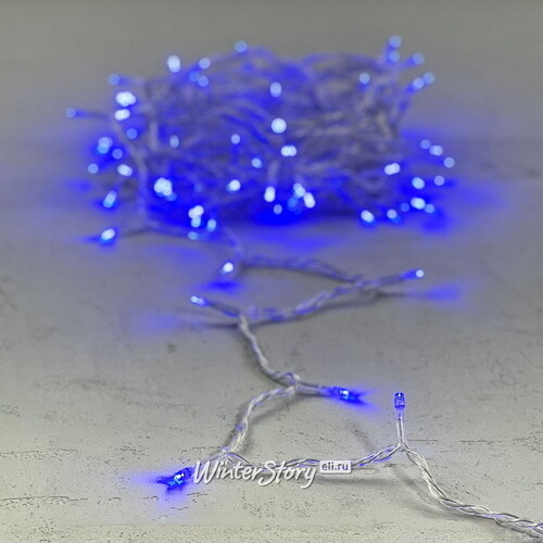 Светодиодная гирлянда Quality Light 100 синих LED ламп 10 м, прозрачный ПВХ, соединяемая, IP44 BEAUTY LED