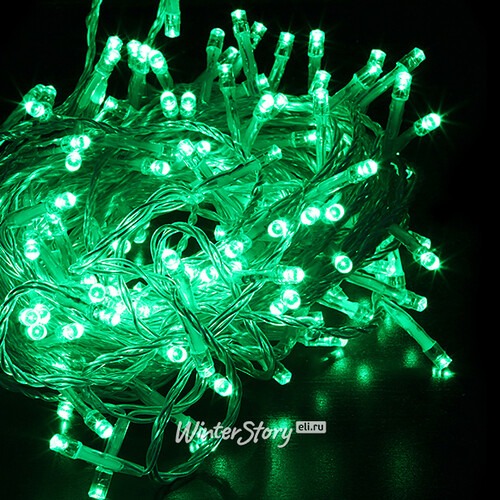 Светодиодная гирлянда Quality Light 100 зеленых LED ламп 10 м, прозрачный ПВХ, соединяемая, IP44 BEAUTY LED