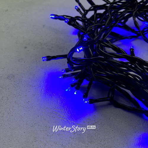 Светодиодная гирлянда 24V Quality Light 100 синих LED ламп 10 м, черный ПВХ, соединяемая, IP44 BEAUTY LED