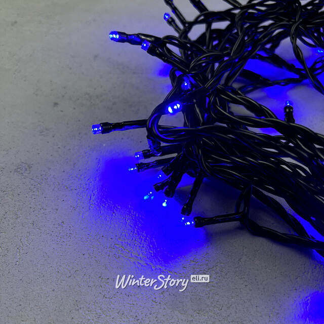 Светодиодная гирлянда Quality Light 100 синих LED ламп 10 м, с мерцанием, черный ПВХ, соединяемая, IP44 BEAUTY LED (Бьюти Лэд)