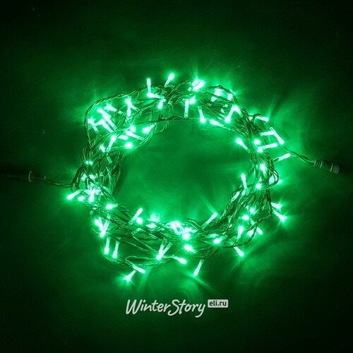 Светодиодная гирлянда 24V Quality Light 100 зеленых LED ламп 10 м, черный ПВХ, соединяемая, IP44 BEAUTY LED