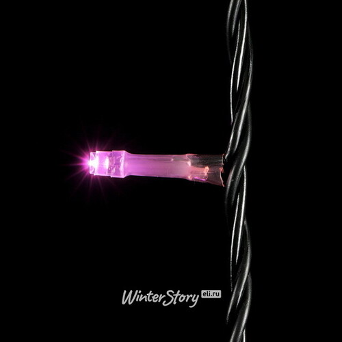 Светодиодная гирлянда 24V Quality Light 100 розовых LED ламп 10 м, черный ПВХ, соединяемая, IP44 BEAUTY LED