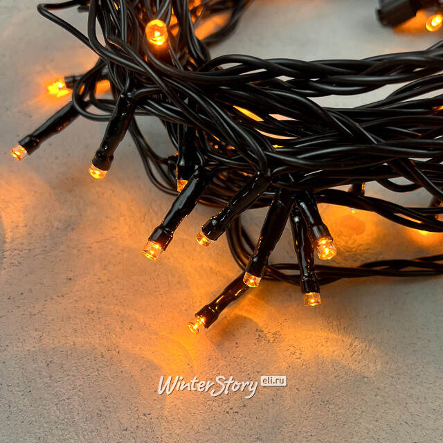 Светодиодная гирлянда 24V Quality Light 100 желтых LED ламп 10 м, черный ПВХ, соединяемая, IP44 BEAUTY LED (Бьюти Лэд)