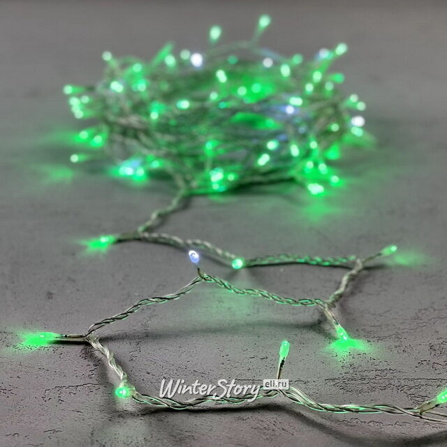 Светодиодная гирлянда 24V Quality Light 100 зеленых LED ламп 10 м, с мерцанием, прозрачный ПВХ, соединяемая, IP44 BEAUTY LED