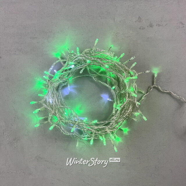 Светодиодная гирлянда 24V Quality Light 100 зеленых LED ламп 10 м, с мерцанием, прозрачный ПВХ, соединяемая, IP44 BEAUTY LED