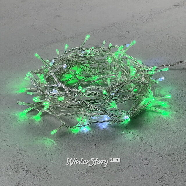 Светодиодная гирлянда 24V Quality Light 100 зеленых LED ламп 10 м, с мерцанием, прозрачный ПВХ, соединяемая, IP44 BEAUTY LED