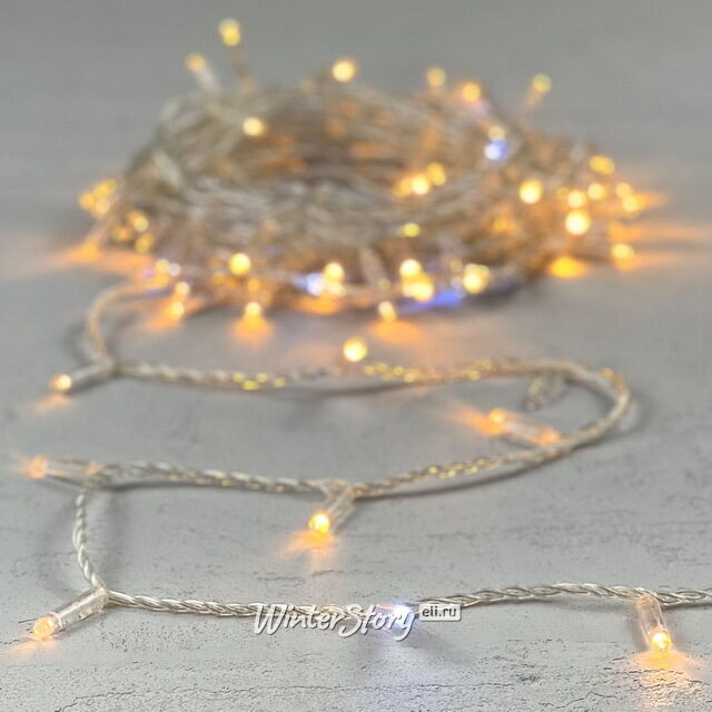 Светодиодная гирлянда Quality Light Cap 100 экстра теплых белых LED, холодное мерцание, 10 м, прозрачный ПВХ, соединяемая, IP65 BEAUTY LED