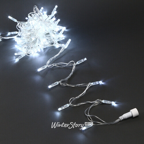 Светодиодная гирлянда Quality Light Cap 100 холодных белых LED, 10 м, прозрачный ПВХ, соединяемая, IP65 BEAUTY LED