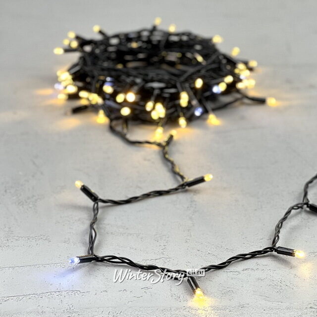 Светодиодная гирлянда Quality Light Cap 100 теплых белых LED, холодное мерцание, 10 м, черный ПВХ, соединяемая, IP65 BEAUTY LED