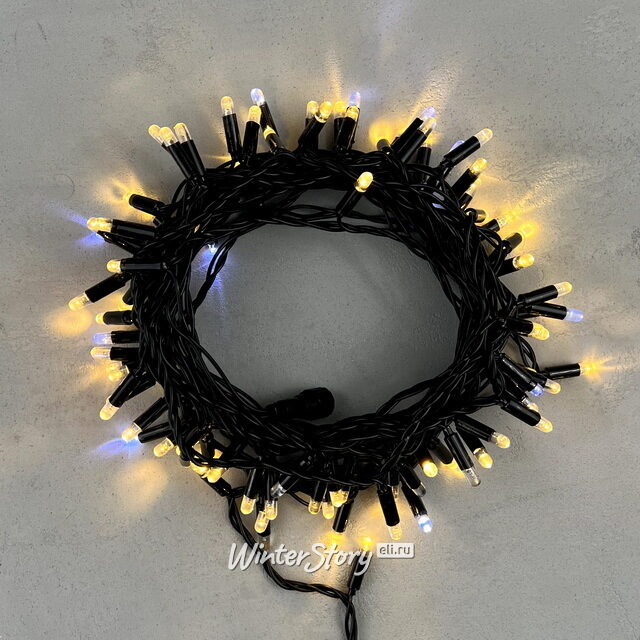 Светодиодная гирлянда Quality Light Cap 100 теплых белых LED, холодное мерцание, 10 м, черный ПВХ, соединяемая, IP65 BEAUTY LED