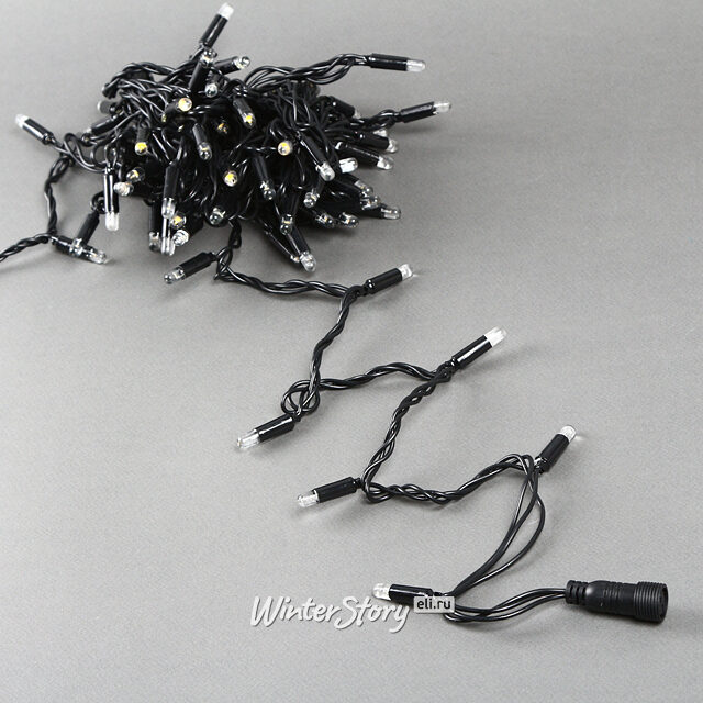 Светодиодная гирлянда Quality Light Cap 100 теплых белых LED, холодное мерцание, 10 м, черный ПВХ, соединяемая, IP65 BEAUTY LED