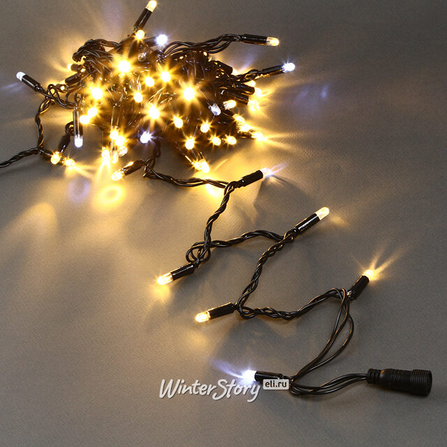 Светодиодная гирлянда Quality Light Cap 100 теплых белых LED, холодное мерцание, 10 м, черный ПВХ, соединяемая, IP65 BEAUTY LED