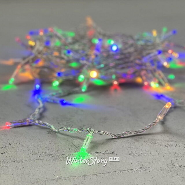 Светодиодная гирлянда Quality Light Cap 100 разноцветных LED, 10 м, прозрачный ПВХ, соединяемая, IP65 BEAUTY LED (Бьюти Лэд)