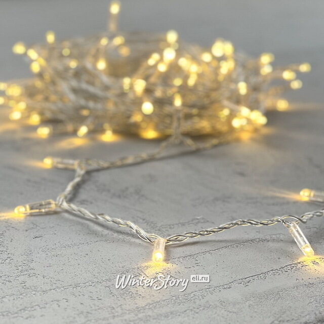 Светодиодная гирлянда Quality Light Cap 100 теплых белых LED, 10 м, прозрачный ПВХ, соединяемая, IP65 BEAUTY LED