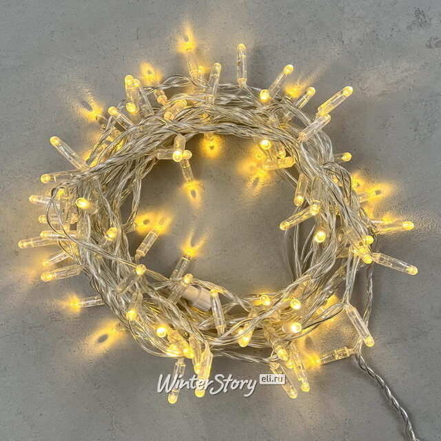 Светодиодная гирлянда Quality Light Cap 100 теплых белых LED, 10 м, прозрачный ПВХ, соединяемая, IP65 BEAUTY LED