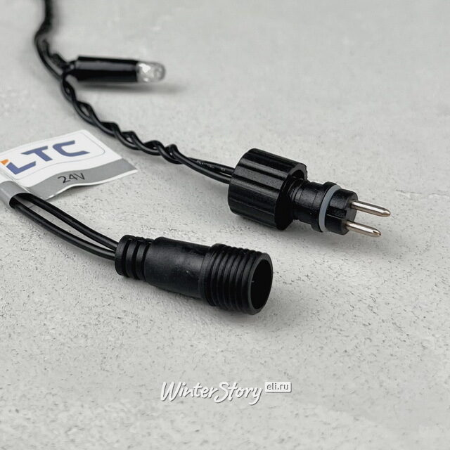 Светодиодная гирлянда 24V Quality Light Cap 10 м, 100 экстра теплых белых LED ламп, черный ПВХ, соединяемая, IP65 BEAUTY LED (Бьюти Лэд)