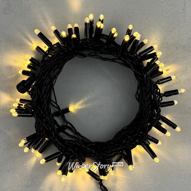 Светодиодная гирлянда Quality Light Cap 100 теплых белых LED, 10 м, черный ПВХ, соединяемая, IP65 BEAUTY LED