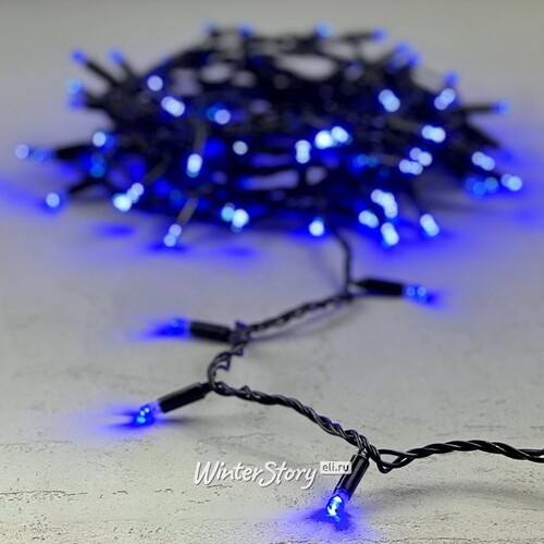 Светодиодная гирлянда Quality Light Cap 100 синих LED, холодное мерцание, 10 м, черный ПВХ, соединяемая, IP65 BEAUTY LED