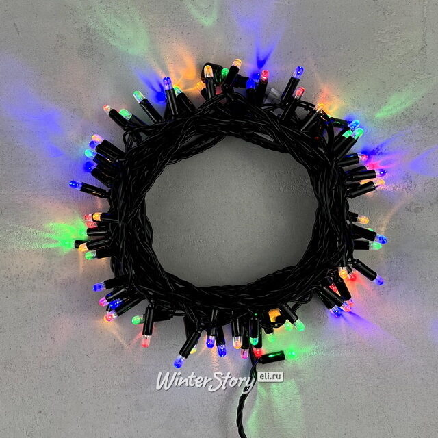 Светодиодная гирлянда Quality Light Cap 100 разноцветных LED, 10 м, черный ПВХ, соединяемая, IP65 BEAUTY LED